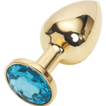 Малая золотая пробка с голубым кристаллом (Цвет: золотой с голубым)