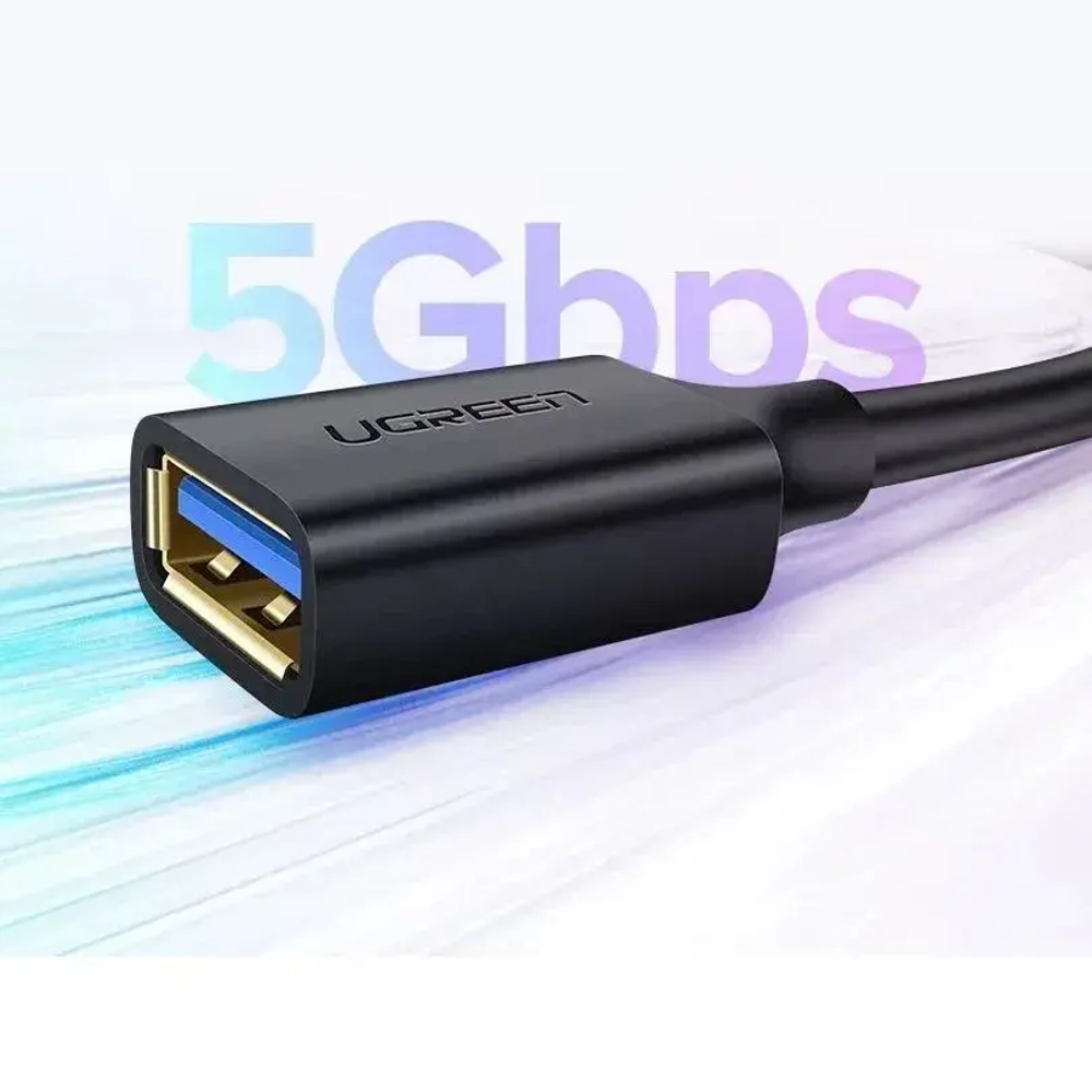 Удлинитель кабеля USB 3.0 Ugreen US129 30127 USB-A 3.0(M) to USB-A 3.0(F) 3 м, преимум качество, черный