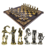 Подарочный шахматный набор "Минотавр" металлическая доска 38х38 см, фигуры золото-серебро