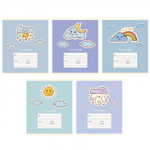 Тетрадь А5 12л., линия, Канц-Эксмо, скрепка, мелованная бумага, выб. лак, глиттер, "Предсказания погоды", 5 дизайнов