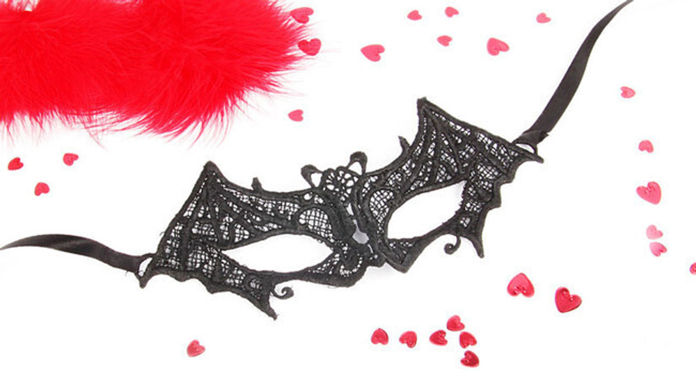 Чёрная ажурная маска на завязочках "Минни" (Цвет: черный)