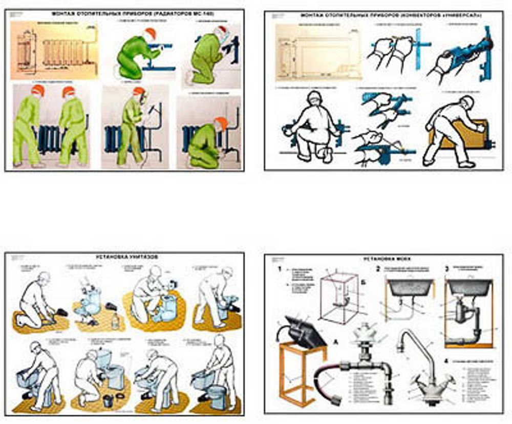Плакаты ПРОФТЕХ &quot;Изготовление и монтаж санитарно-технических устройств&quot; (20 пл, винил, 70х100)