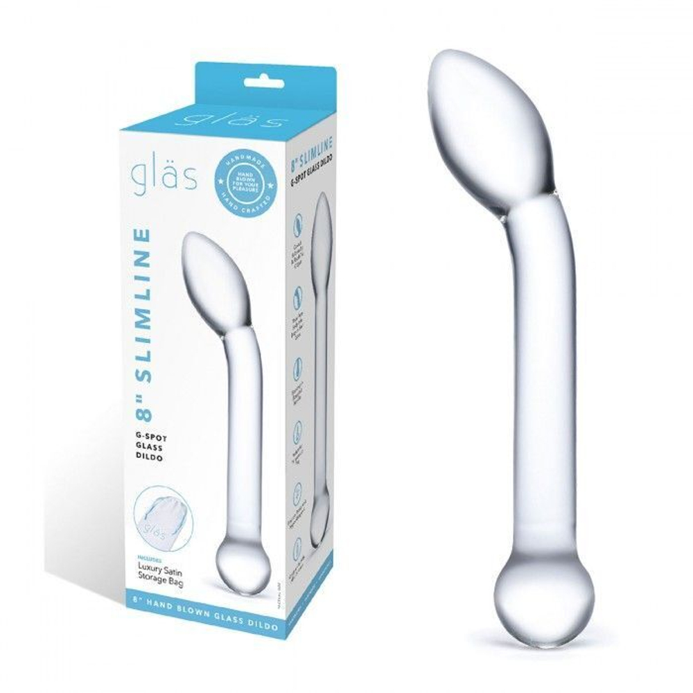 Прозрачный стеклянный фаллос для точки G Slimline G-Spot - 20 см. (Цвет: прозрачный)
