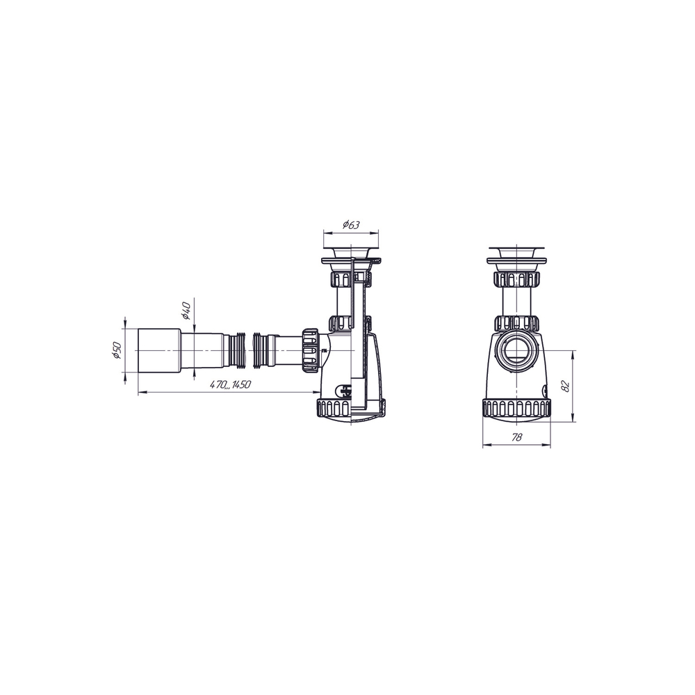Сифон 1 1/4*32 "МИНИ" с гофрой 32*40*50 (1450мм) BG30145 ИНКОПЛАСТ (винт М6*80)