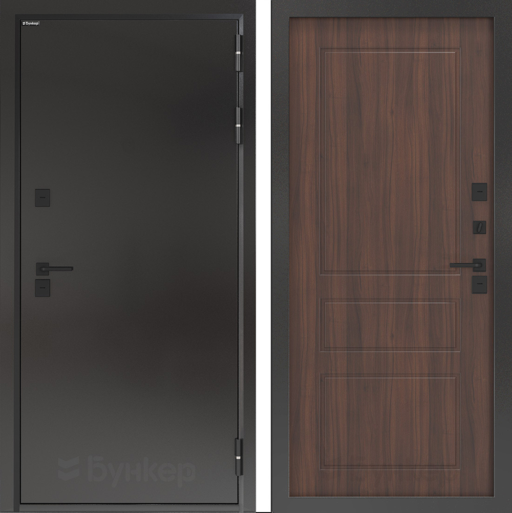 Дверь с терморазрывом Входная Бункер BN-10 Тепло Плюс ФЛ-116 Орех Бренди,
