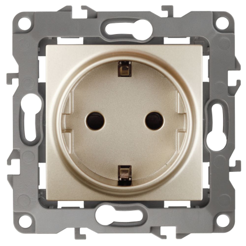 12-2101-04 ЭРА Розетка 2P+E Schuko, 16A-250В, IP20, Эра12, шампань