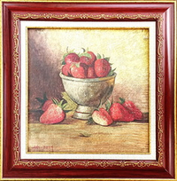 И. А. Сулковский."Натюрморт с клубникой". Холст. Темпера. 20х20 см