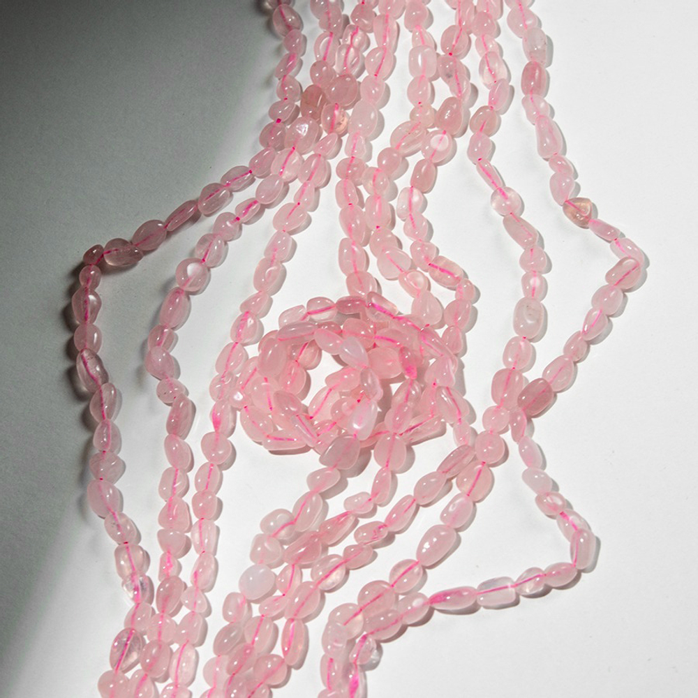 Розовый кварц натуральный, бусины фриформ, 7-12мм