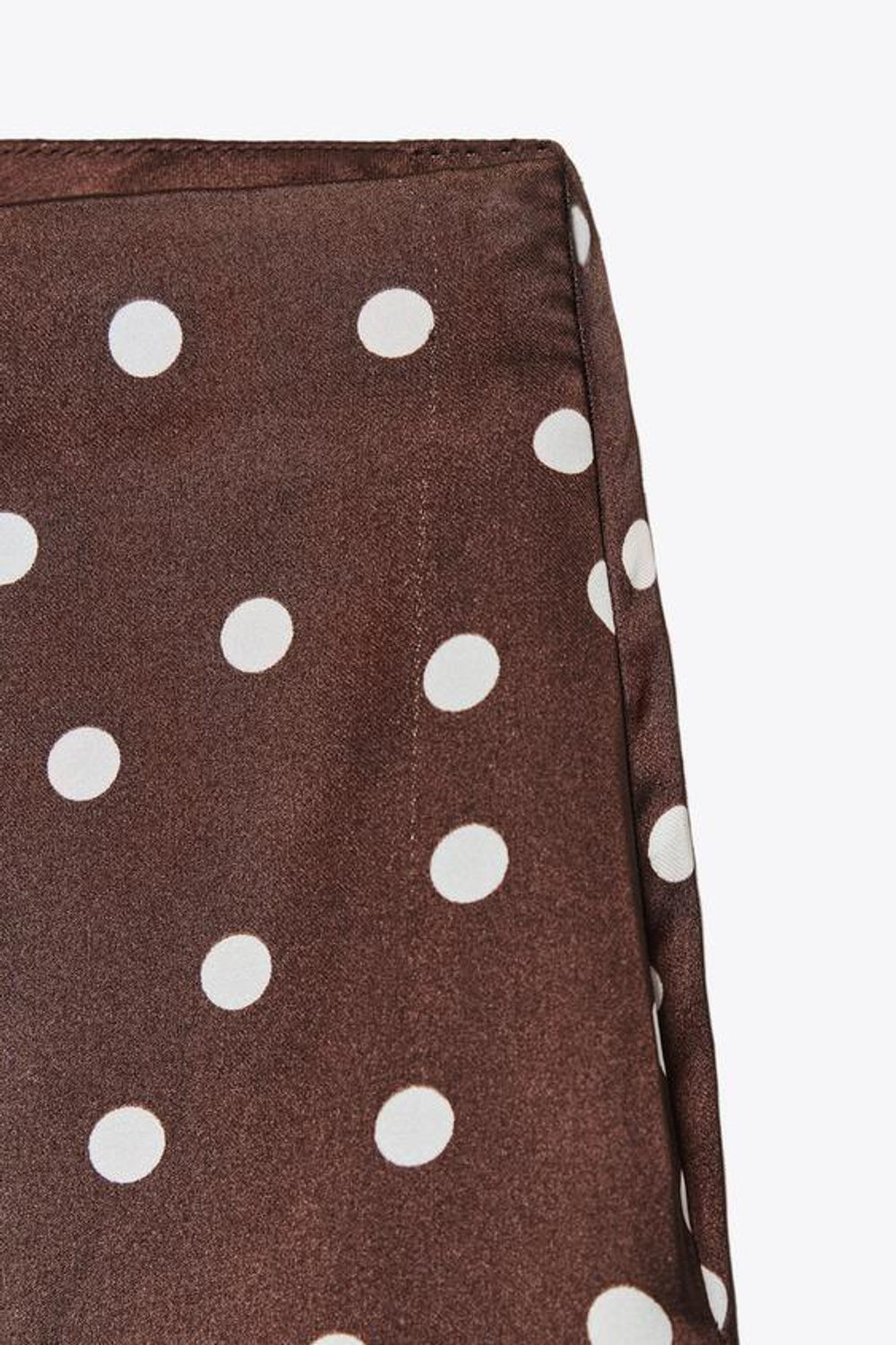 ZARA АТЛАСНЫЕ БРЮКИ С ВЫСОКОЙ ПОСАДКОЙ, КОРИЧНЕВЫЙ/ЭКРЮ