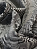 Курточно-плащевая ткань хлопок с ацетатом Thom Browne в черно-белую клетку с пье-де-пуль с полосками