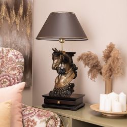 Настольная лампа с бюро Лошадь императора Бронза с абажуром 38 Мокко