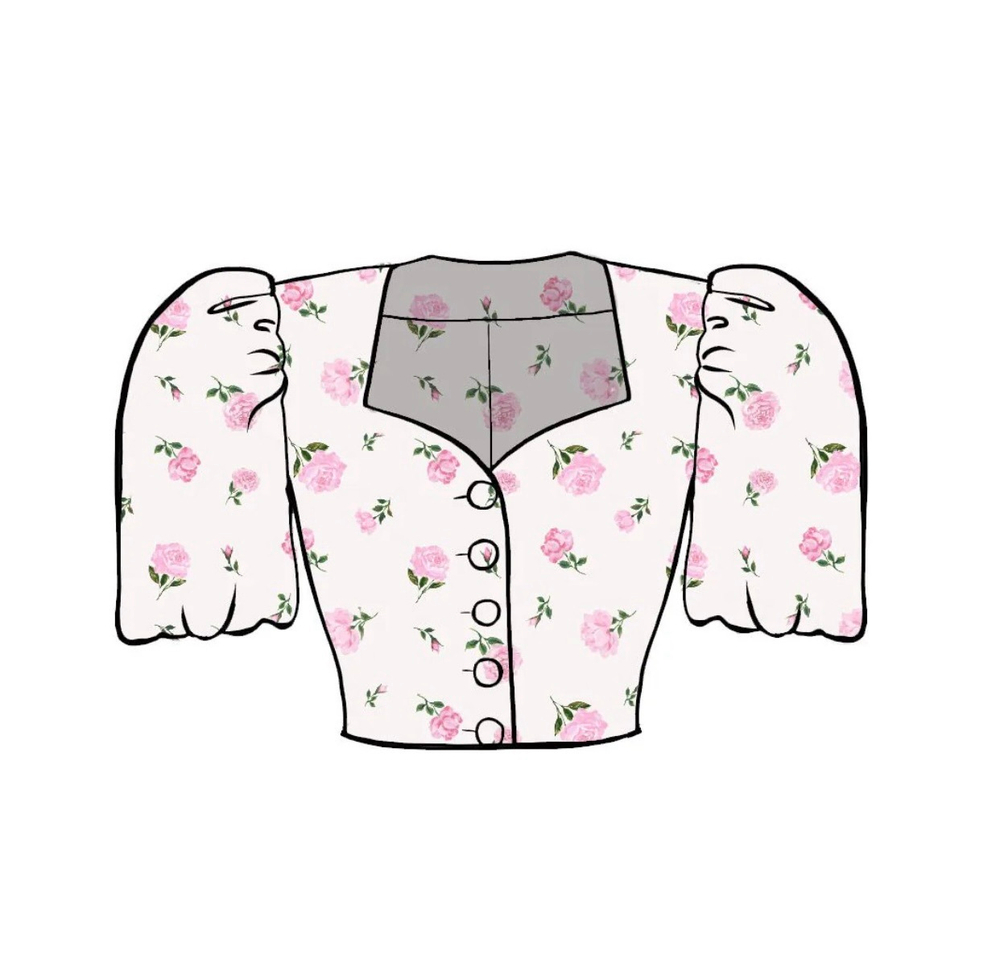 Chanelle, топ из хлопка молочный светло-розовые розы