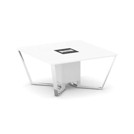 Steel Meet Стол переговорный квадратный MMK-PR.B.SP-08 Белый Бриллиант/Графит Глянец/Нержавеющая Ста