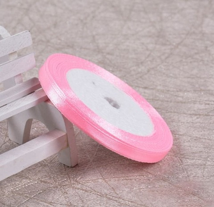 Лента атласная 6 мм 23 м, нежно-розовая