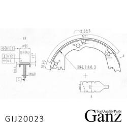 Колодки барабанные HYUNDAI Genesis/Equus/Santa Fe III 12 GANZ GIJ20023