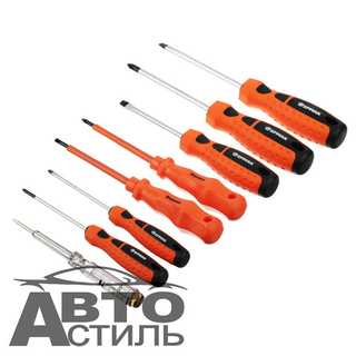 Набор отверток   8пр (3крест+4плоская+ТЕСТЕР НАПРЯЖ) блистер ЕРМАК 651652