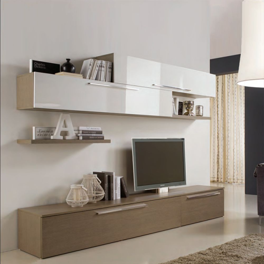 Комплект мебели для гостиной Nami, цвет серая лиственница - белый кокос глянцевый, BNAM31727002