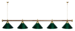 Лампа STARTBILLIARDS 5 пл. (плафоны зеленые,штанга золотая,фурнитура золото)
