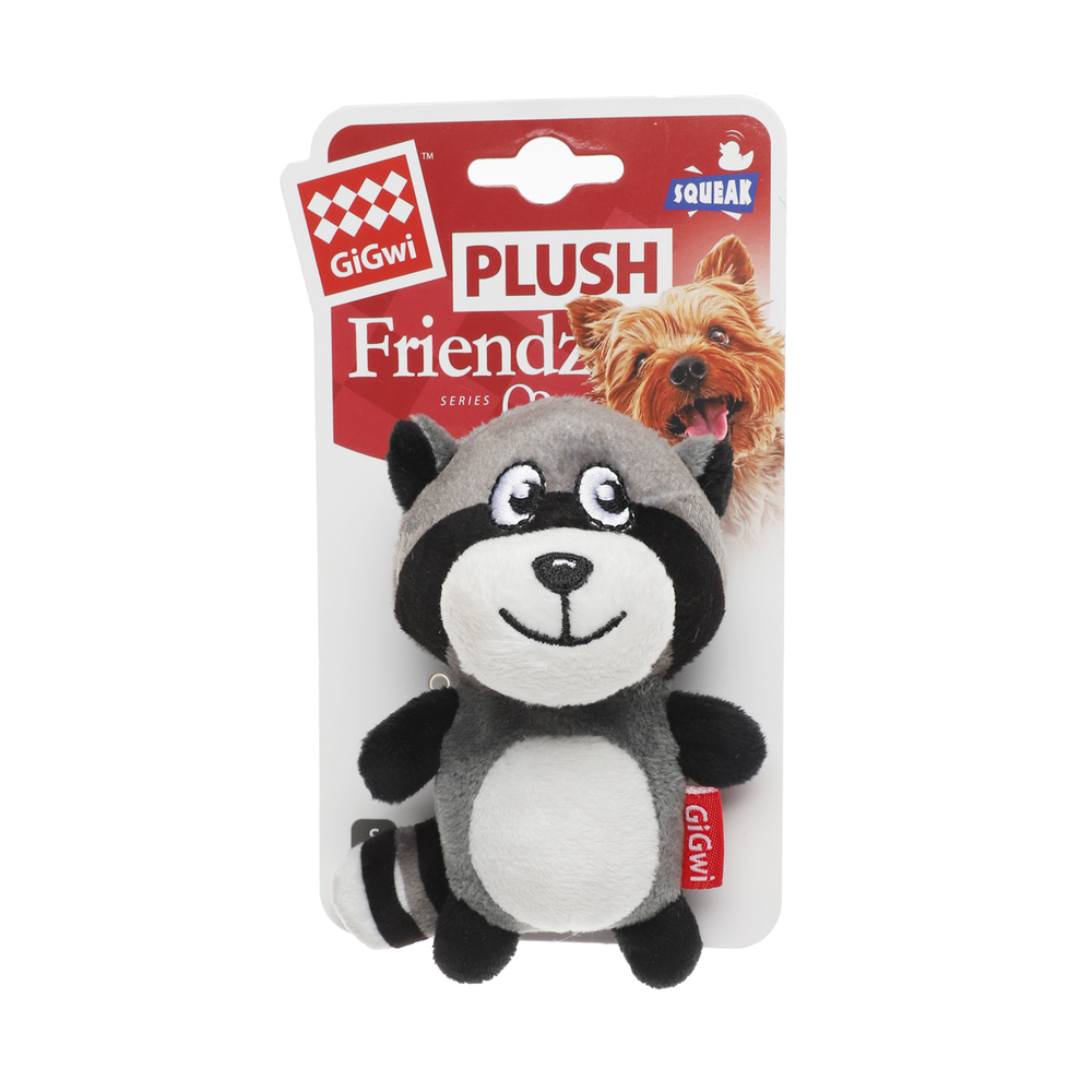 GiGwi PLUSH FRIENDZ Игрушка мягкая для собак "Енот с пищалкой", 120мм