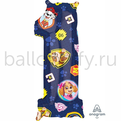 Шар ЦИФРА 1 Щенячий Патруль 26" 66 см