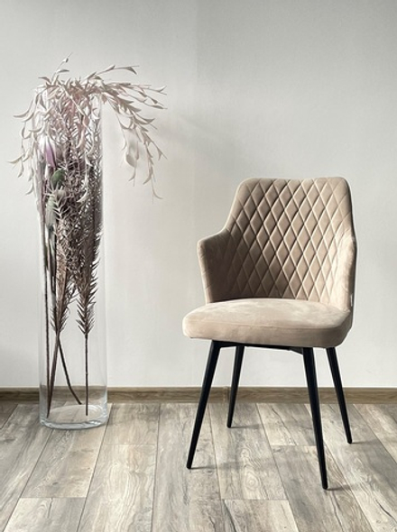 Стул М-City DISAUR Герман (Herman) поворотный на 360 градусов, Латте 25, Велюр, Черный каркас