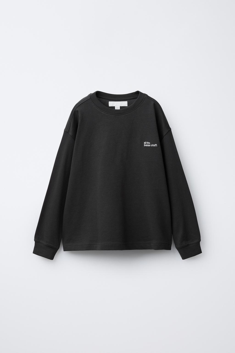 ZARA ФУТБОЛКА HEAVY WEIGHT С ВЫШИТОЙ НАДПИСЬЮ, АНТРАЦИТОВО-СЕРЫЙ