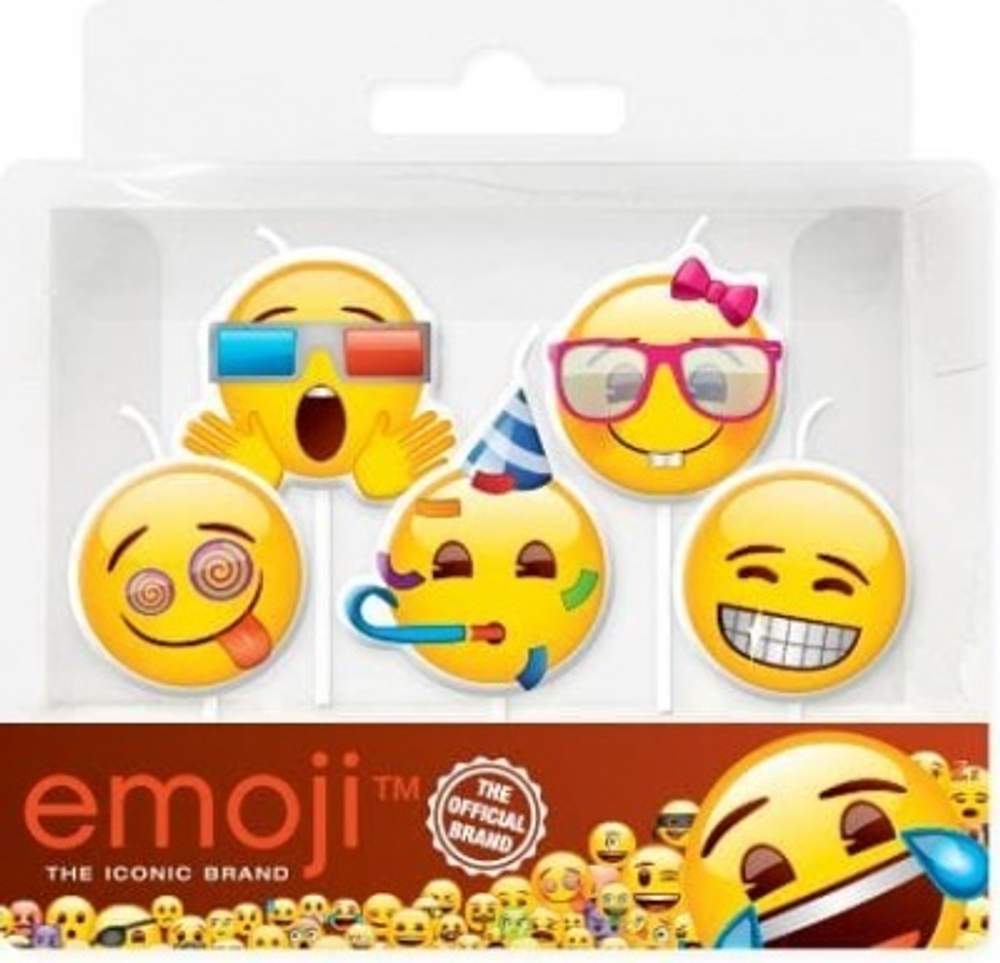РАСПРОДАЖА Свечи Emoji Вечеринка 7см 5шт.