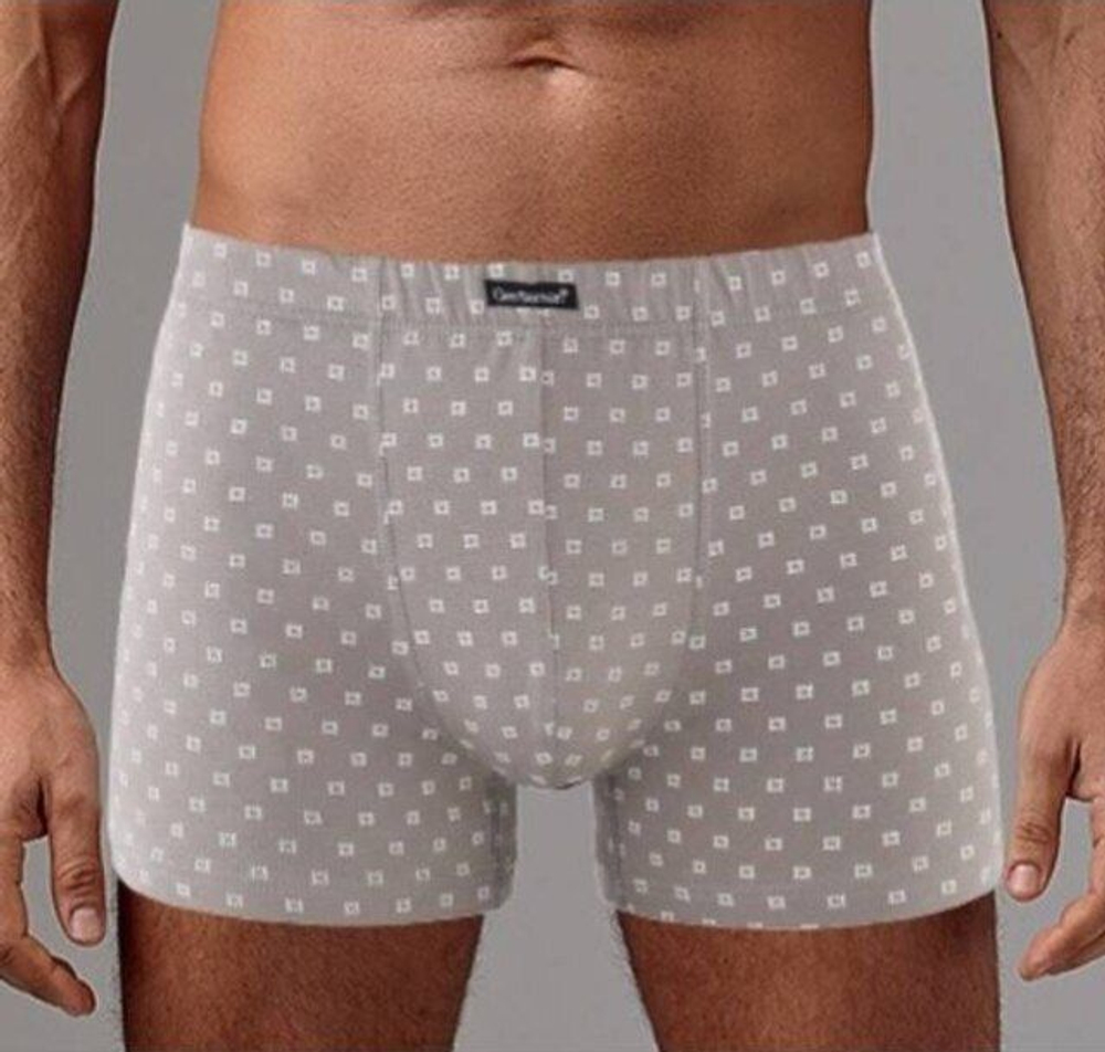 Мужские трусы-боксеры с геометрическим узором (Размер: M) (Цвет: светло-серый)