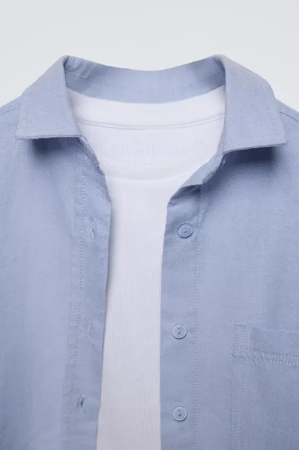 ZARA РУБАШКА ОКСФОРД И ТОП В РУБЧИК, ГОЛУБОЙ