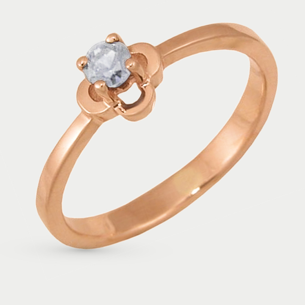 Помолвочное кольцо женское из красного золота 585 пробы с фианитами (арт. К-2614)