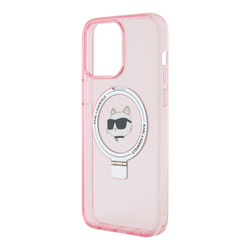 Чехол Karl Lagerfeld PC/TPU + Ring stand NFT Choupette Head для iPhone 15 Pro Hard Pink (MagSafe) (Розовый)