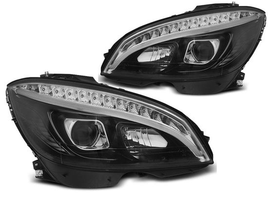 Передние фары BLACK TUBE LIGHT H7 для Mercedes C W204