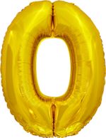 Шар (34"/86 см) Цифра, 0, ЭКО, Золото, в упаковке 1 шт.