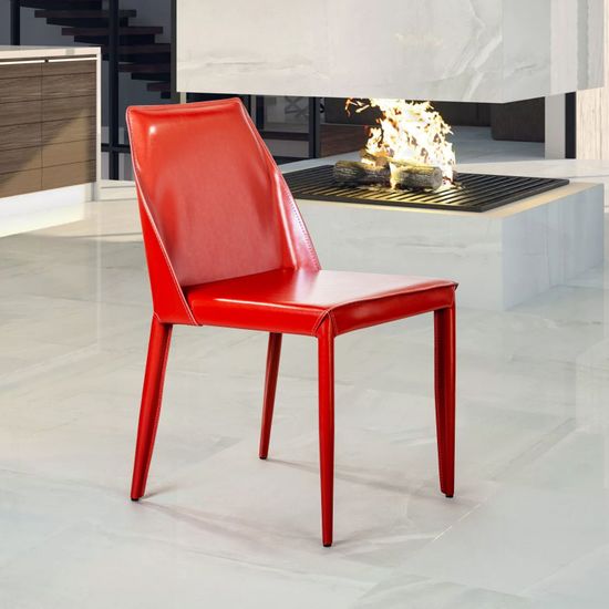 Стул Martin, кожа ретро красный