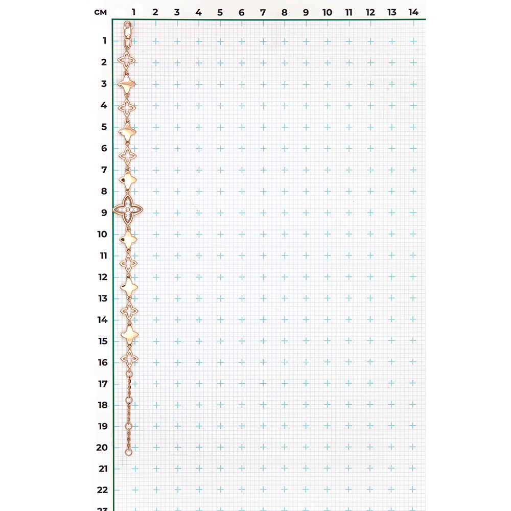 Браслет из красного золота с фианитами
