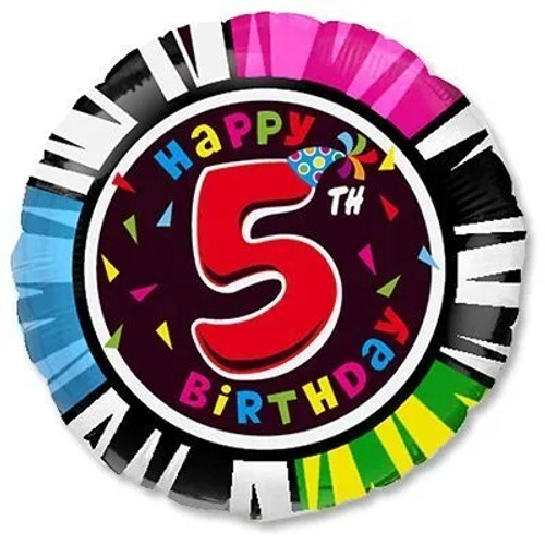 Круг 18" Happy Birthday Цифра "5" Fm
