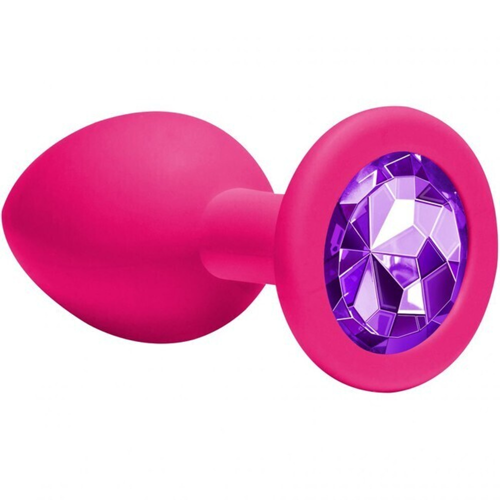 Средняя анальная пробочка с фиолетовым кристаллом Cutie Medium (8,2 см , розовый с фиолетовым) (Цвет: розовый с фиолетовым)