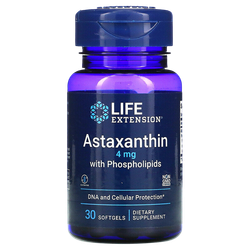 Life Extension Astaxanthin 4 mg 30 softgels, Астаксантин
