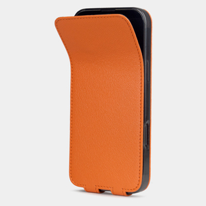 Чехол iPhone 16 Pro натуральная кожа козы, оранжевого цвета