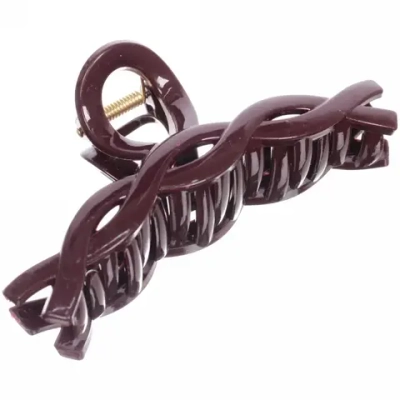 Заколка-краб для волос на блистере «Magic Gloss», косичка, микс 6 цветов, 11см