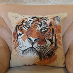 Гобеленовая наволочка для декоративной подушки Тигр Акварель 47х47