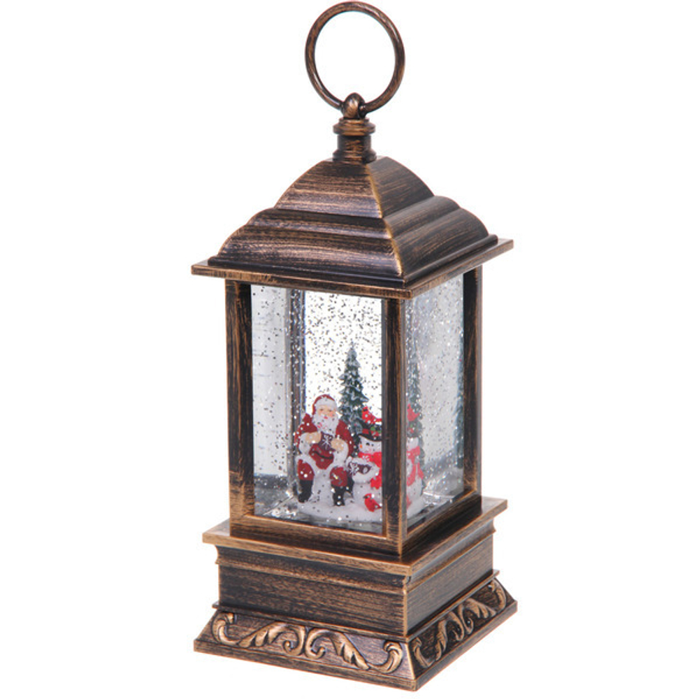 Сувенир с подсветкой «Новогодняя ночь» 10,5*10,5*23,5 см, мелодия, подсветка, эффект снегопада (работает от 3*АА, USB)