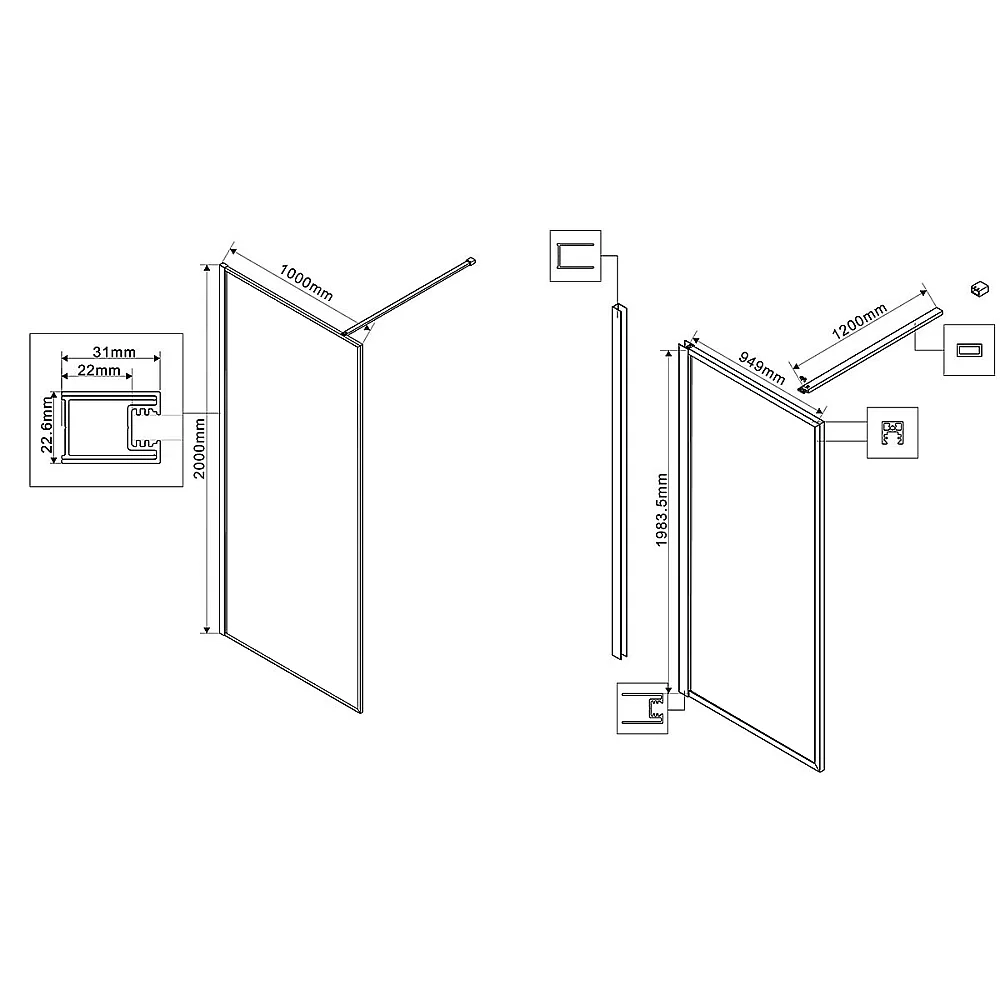 Душевая перегородка Vincea Walk-In VSW-1HP100GWBG 100 профиль брашированное золото/стекло ламинированное с золотыми нитями