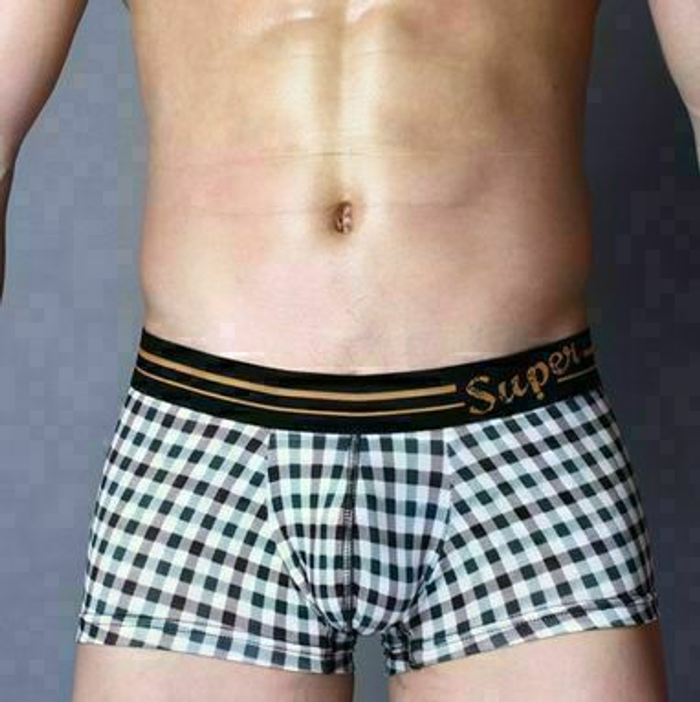 Мужские трусы хипсы в клетку Superbody Green Plaid Check