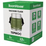 Термос 1 л для еды/напитков с широким горлом, BOOMHOUSE (БУМХАУС) RIBBED, контейнер, нержавеющая сталь SUS304, 700322