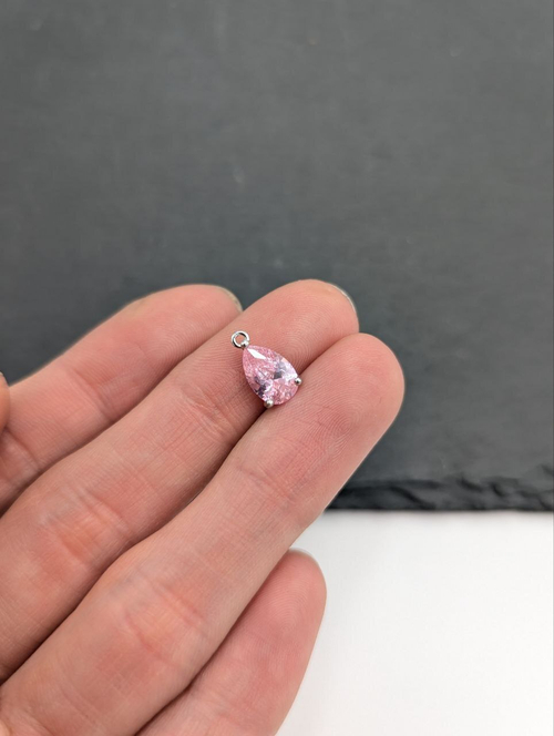 Подвеска капля розовая 9.3*6.3мм