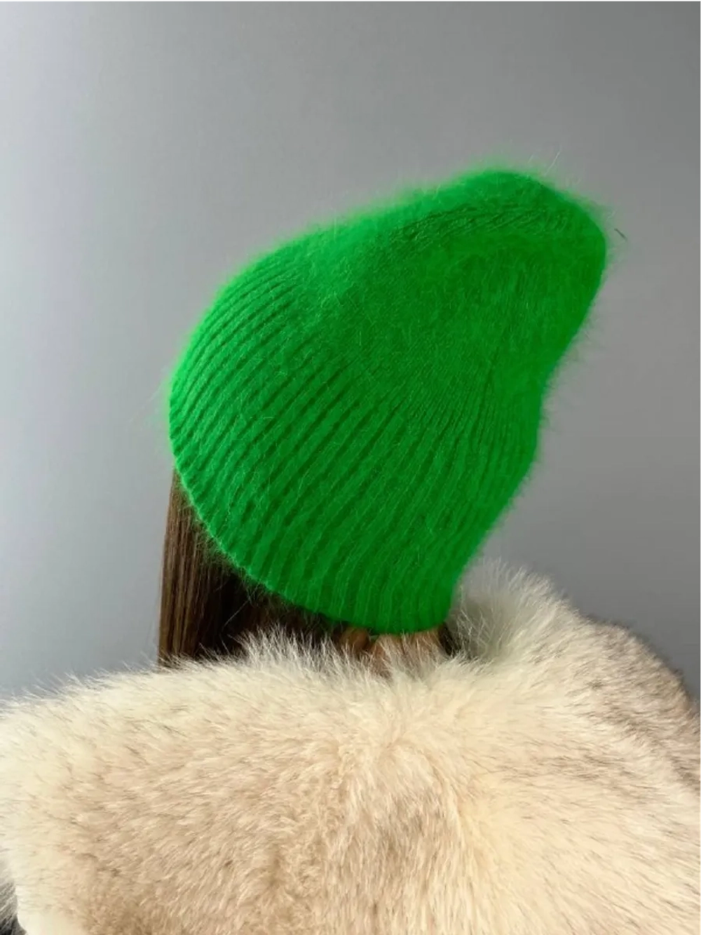 шапка ангора зимняя пушистая вязаная модная