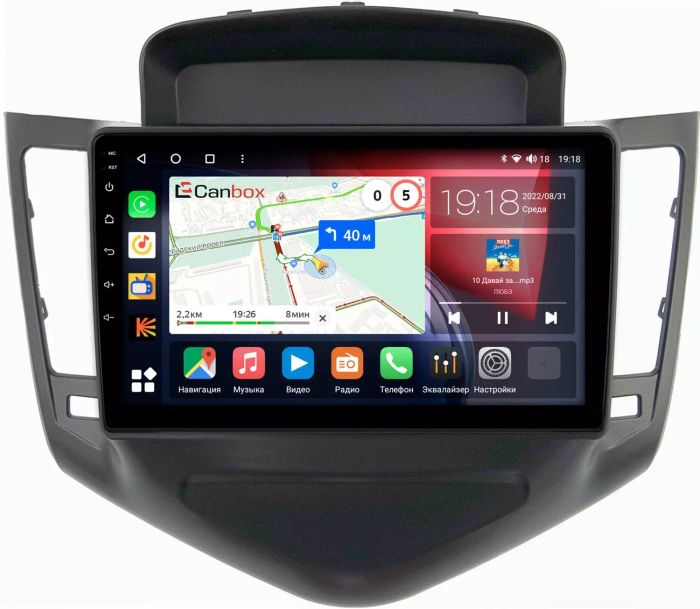 Магнитола для Chevrolet Cruze 2009-2012 (рамка черная) - Canbox 9010 Qled, Android 10, Быстрая, SIM-слот