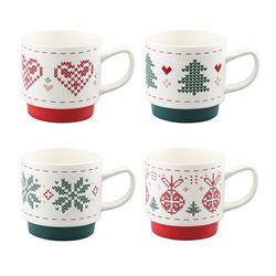 Набор из четырех кружек Knitted tale из коллекции New Year Essential, 380 мл