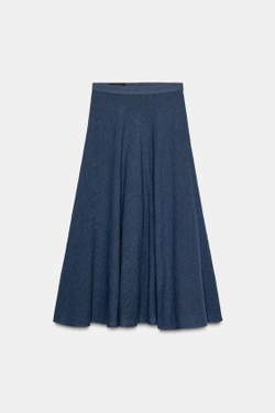 ZARA ЮБКА МИДИ-НАКИДКА, СИНИЙ